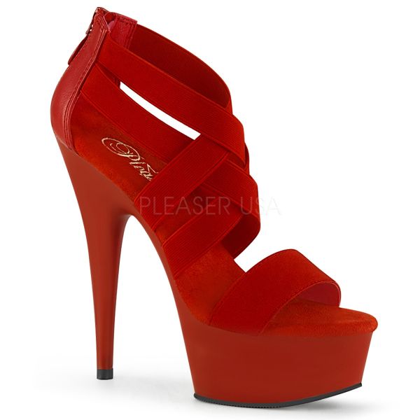 Plateau Sandalette rot mit elastischen Riemchen DELIGHT-669